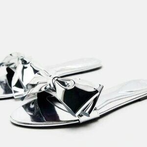 ZARA METALLIC SANDALS WITH BOW